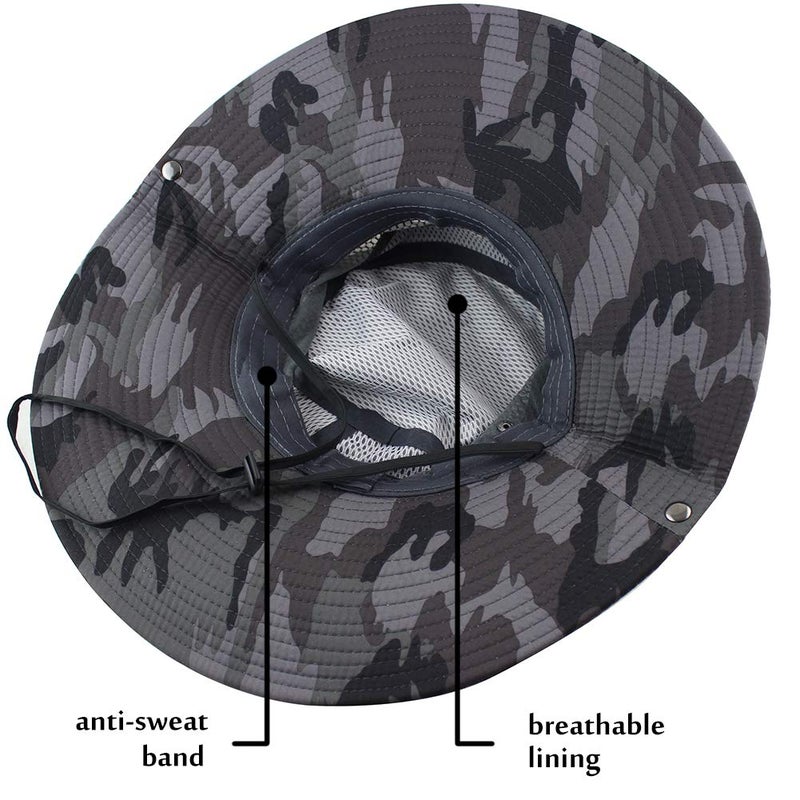 CAMOLAND Summer Fishing Sun Boonie Hat Camouflage Outdoor UV Protection Large Brim Bucket Safari Cap Breathable Mesh - Image 5
